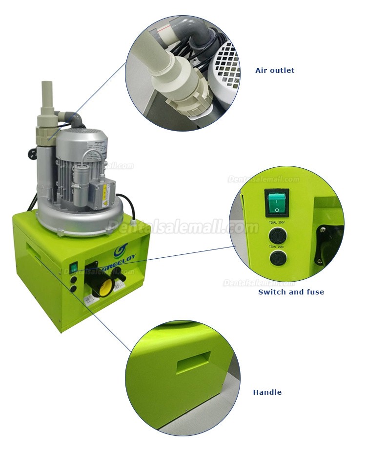 Greeloy GS-03 900L/min 1300W Portable Dental Suction Machine for 3-5 Dental Chair Unit